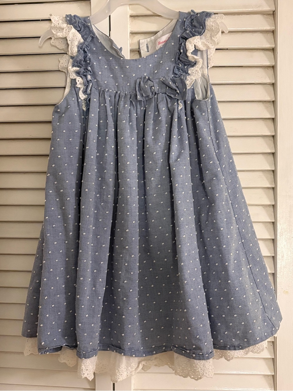Blue Dot Ruffle Lace Girls' Dress